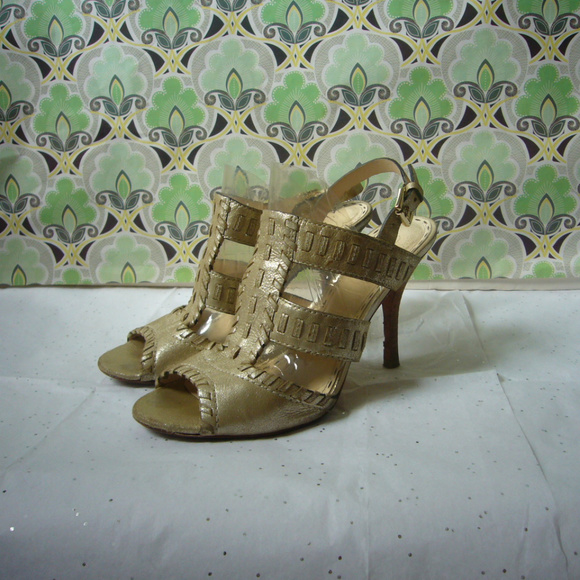 Coach Gold Caged Ankle Strap Sandal - 8.5 M EUC! - Picture 2 of 8